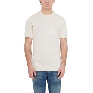 DANIELE ALESSANDRINI Men's Short Sleeve Knit Crewneck Sweater Men CREAM Sweaters